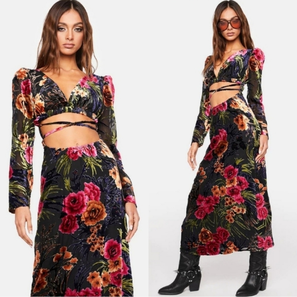 We Wore What Cut-Out Flocked Velvet Dress NWT Size Medium